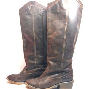 Steve Madden Mantel Leather Riding Boots l Brown Distressed Leather l Size 7 M
